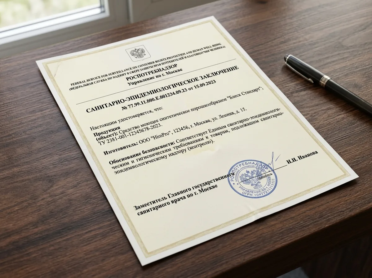 Санитарно-эпидемиологическое заключение Роспотребнадзора, официальный документ с печатью учреждения